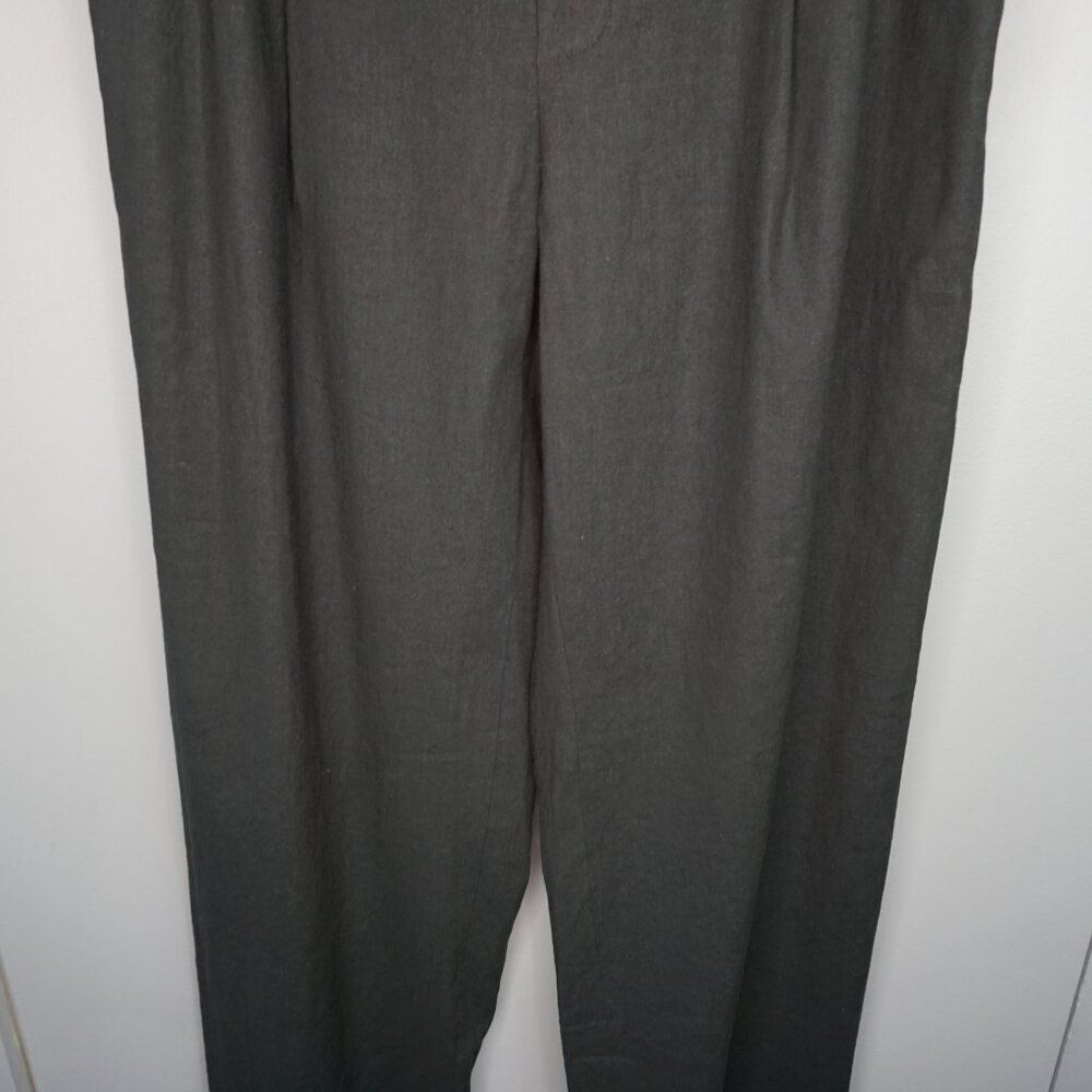 Vince Linen Blend Pull On Trouser Pant in Black size Large (12-14) $395 New - Picture 6 of 16